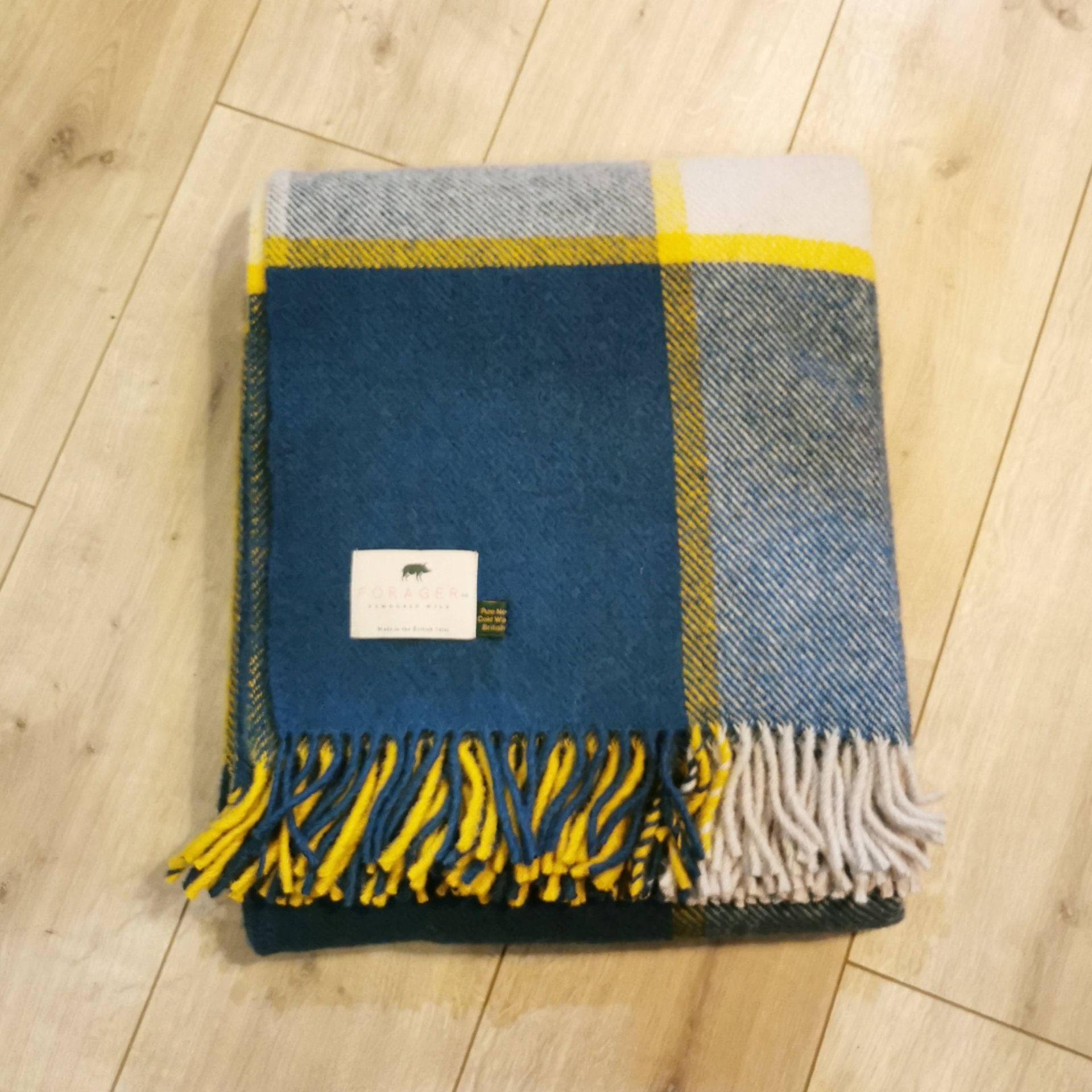 Forager Block Check Blanket - Ink & Yellow