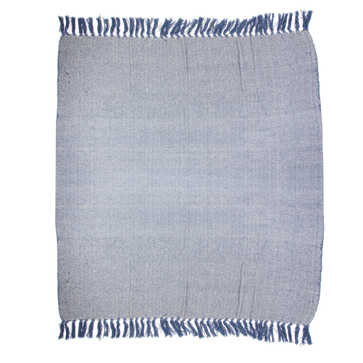 Blue Herringbone Blanket Throw