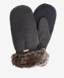 Barbour Wax With Fur Trim Mittens - Olive