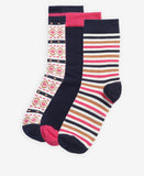 Barbour Claudia Fairisle Sock Gift Set - Navy/Pink Mix
