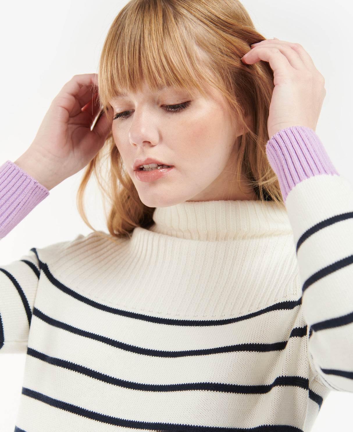 Barbour Stripe Guernsey Knit Sweater - Off White