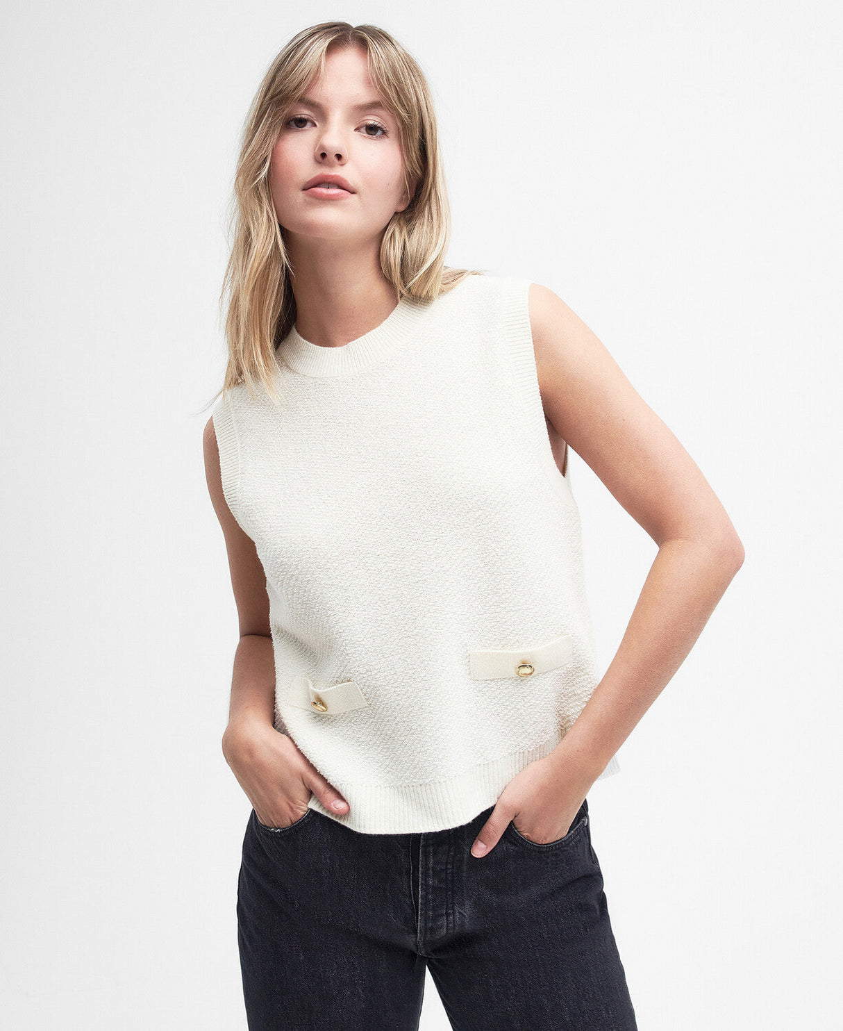 Barbour Charlene Sleeveless Knitted Jumper - Antique White