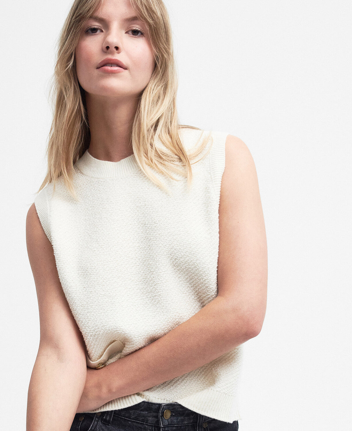 Barbour Charlene Sleeveless Knitted Jumper - Antique White