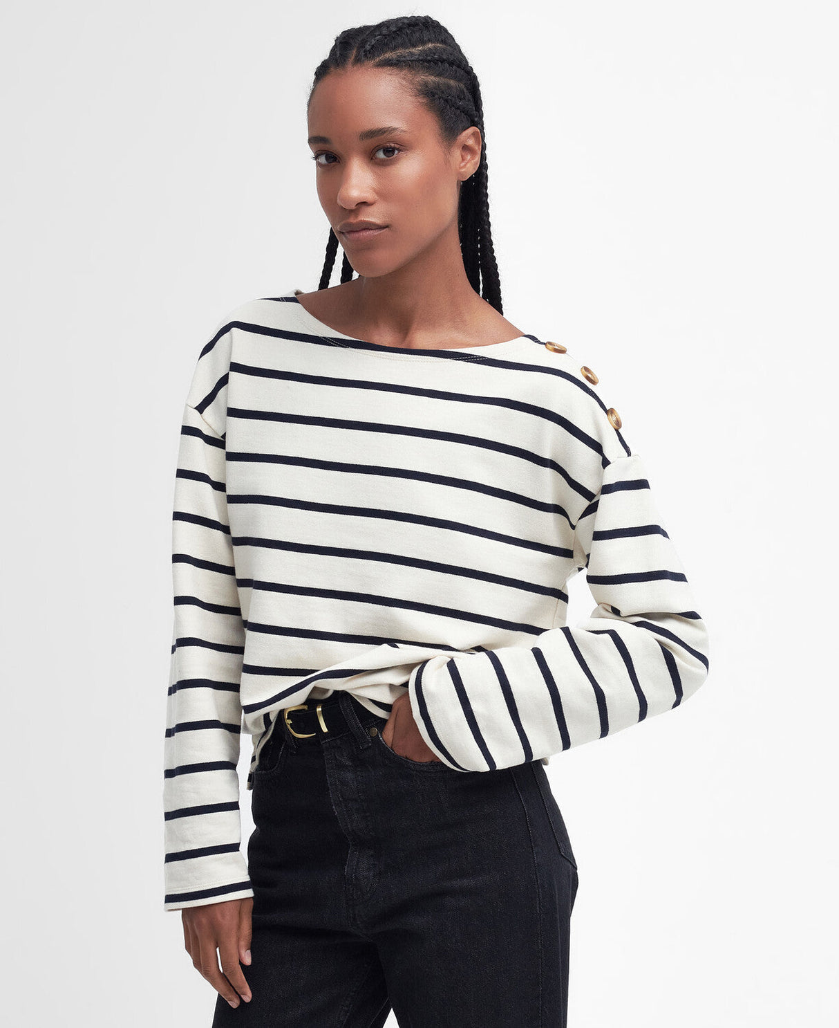 Barbour Caroline Sweatshirt - Antique White Stripe