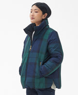 Barbour Reversible Hudswell Quilt Jacket - Black/Black/Sage Tartan