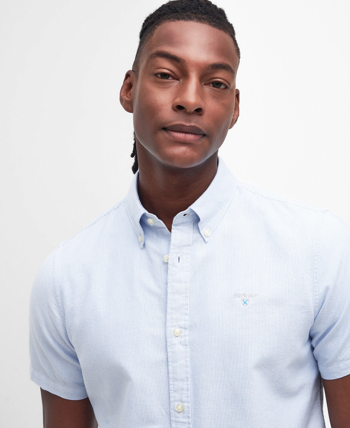 Barbour Striped Oxtown S/S Tailored Shirt - Sky Blue