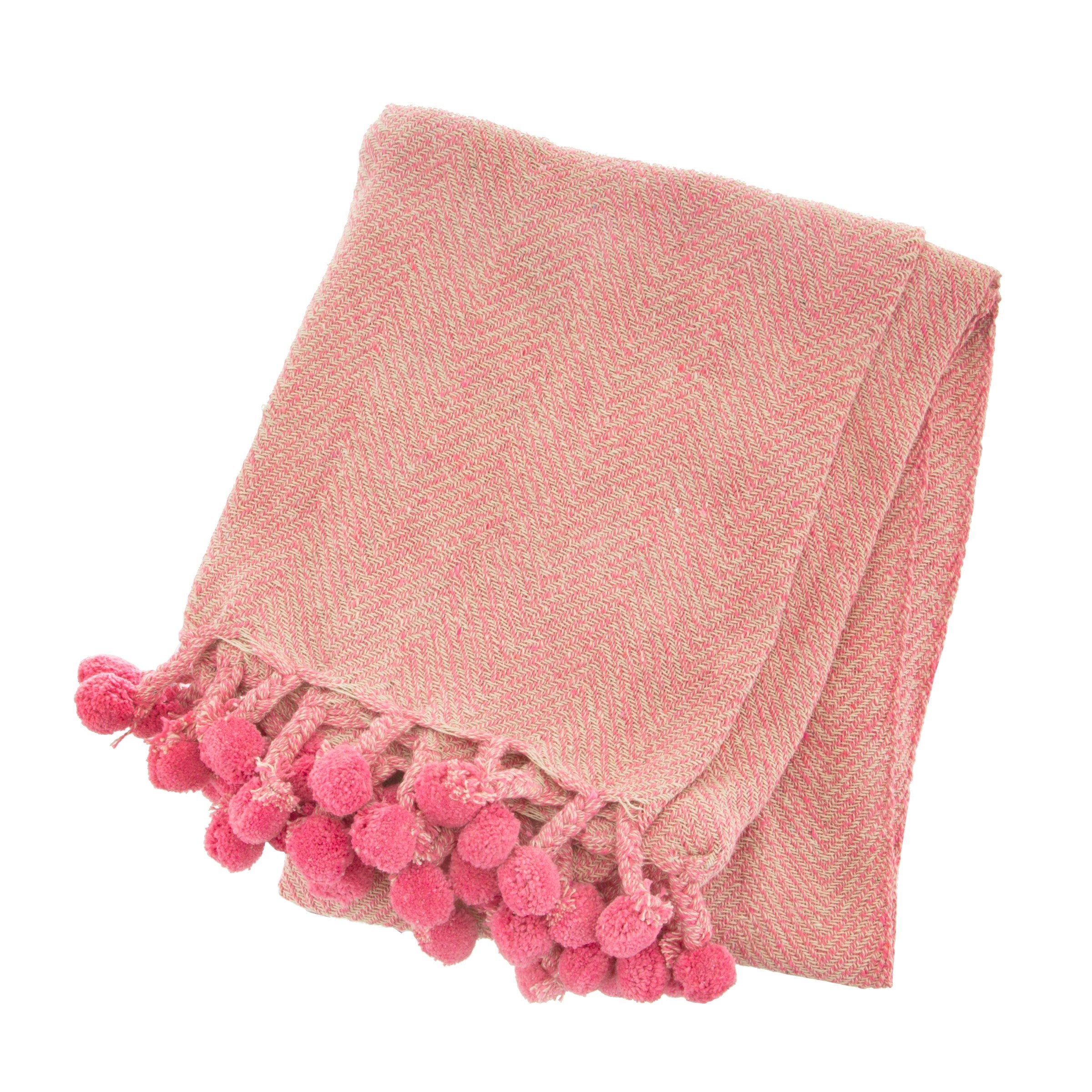 Nevada Pink Herringbone Blanket Throw