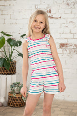 Lighthouse Penelope Playsuit - Teal Pink Stripe