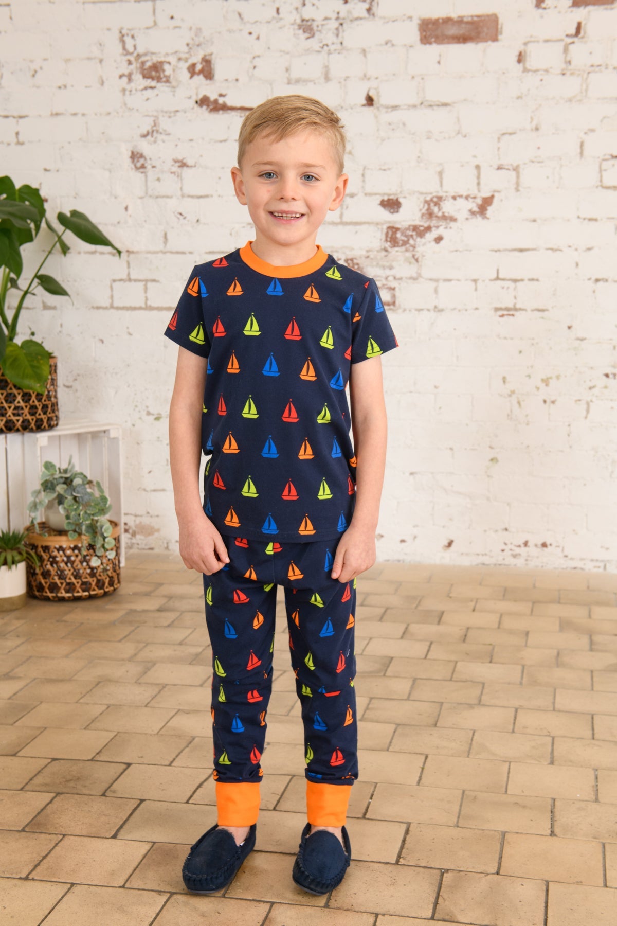 Lighthouse Boys Pyjamas - Navy Boat Print