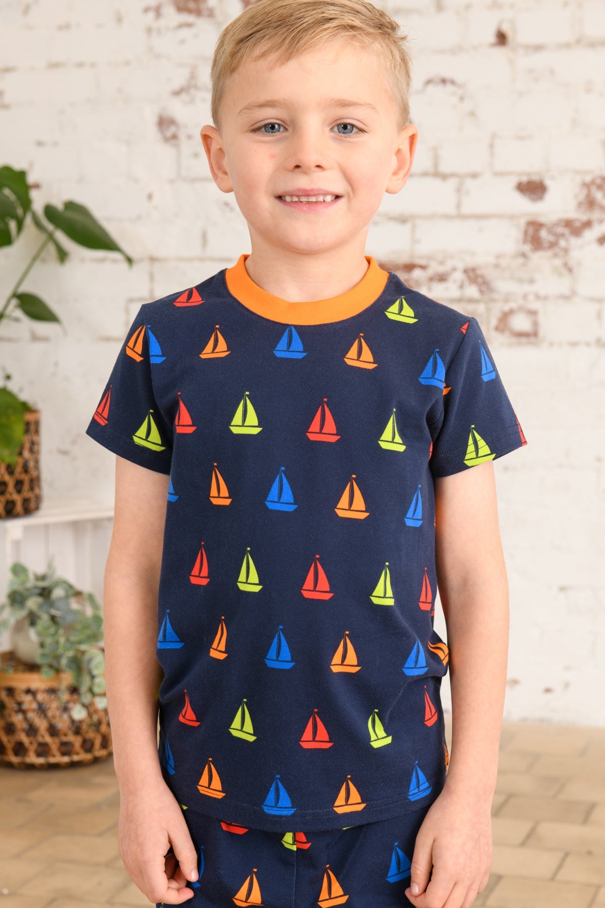 Lighthouse Boys Pyjamas - Navy Boat Print