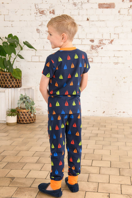 Lighthouse Boys Pyjamas - Navy Boat Print