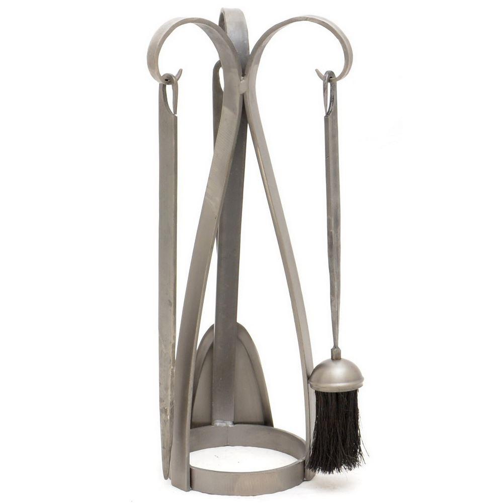 Antique Pewter Contemporary Fireside Companion Set