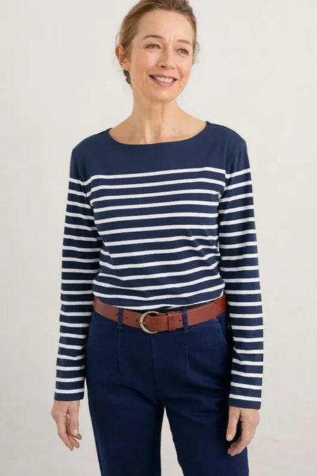 Seasalt Sailor Shirt - Falmouth Breton Maritime Chalk*