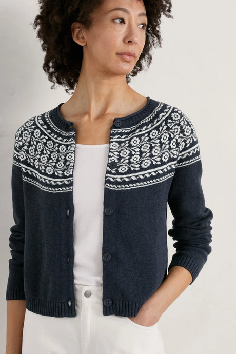 Seasalt Sweet Pea Cardigan-Tapestries Inkwell 
Ecru*