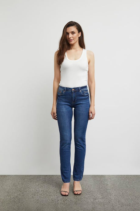 Pulz Sandra Straight Leg Jeans - Medium Blue