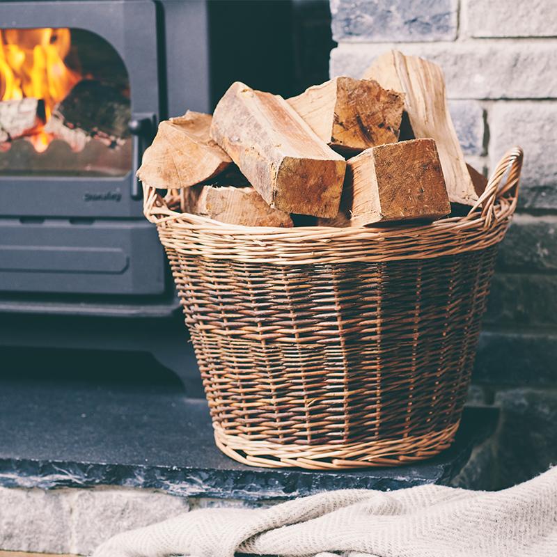 Large unpeeled log basket