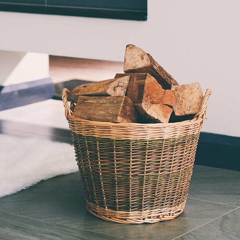 Medium unpeeled log basket